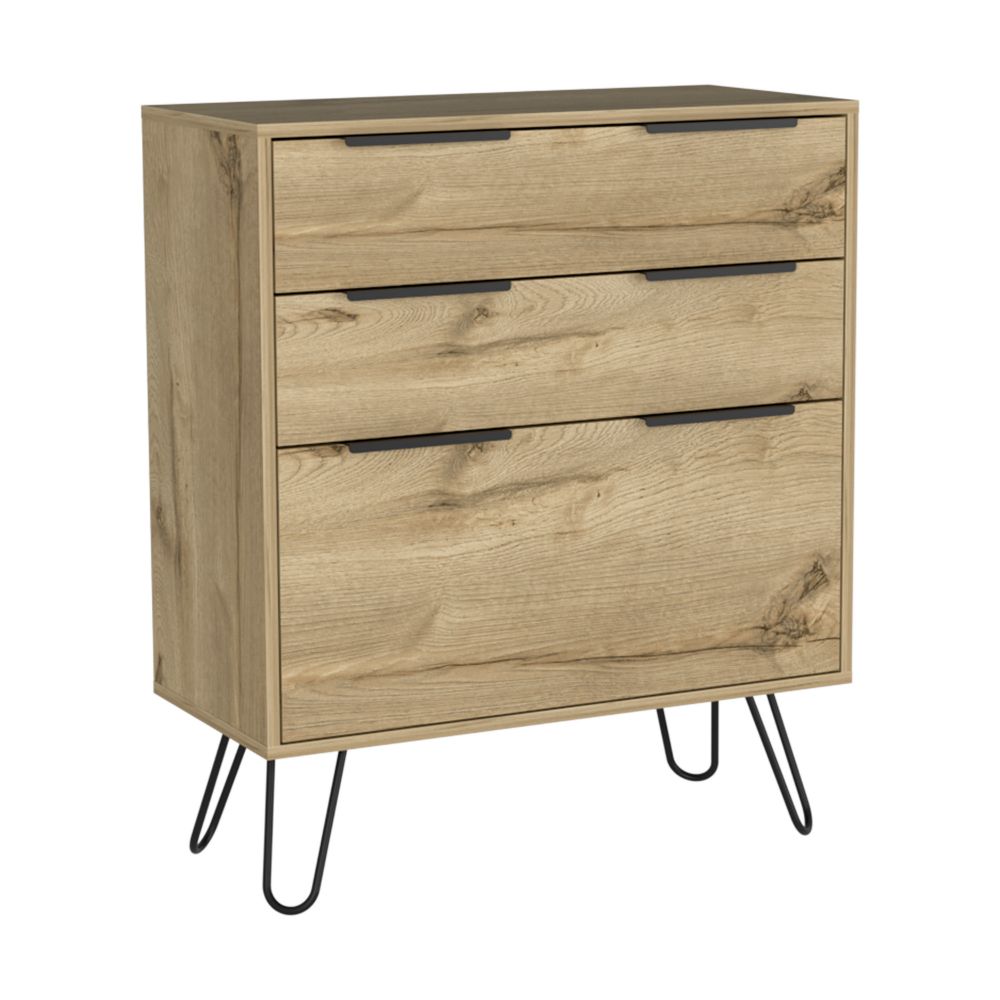 30-Inch Begonia Dresser with 3-Drawer – Mid-Century Hairpin Legs