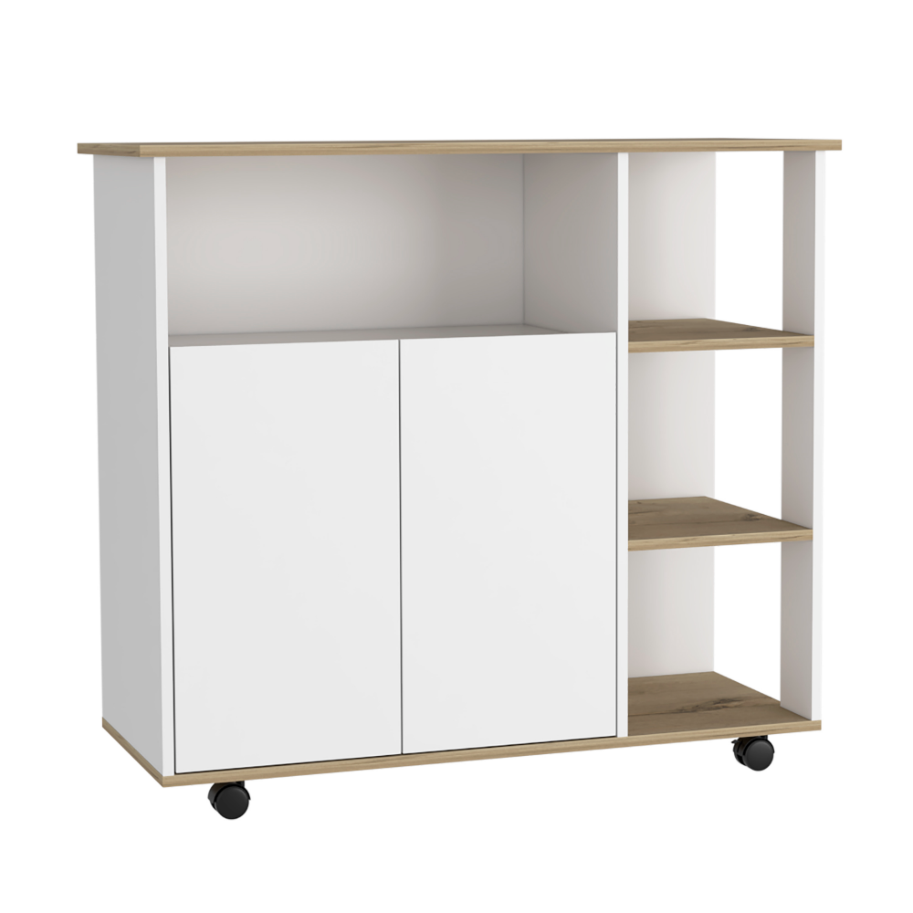 St. Thomas Rolling Kitchen Cart with Casters and Double Door – Rolling Kitchen Cart
