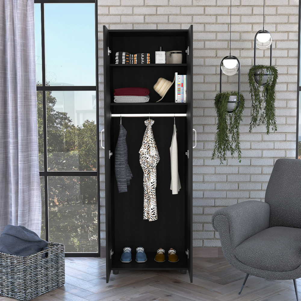 24-Inch London Armoire with Double Door and 2 Open Shelves – Overall Dimensions