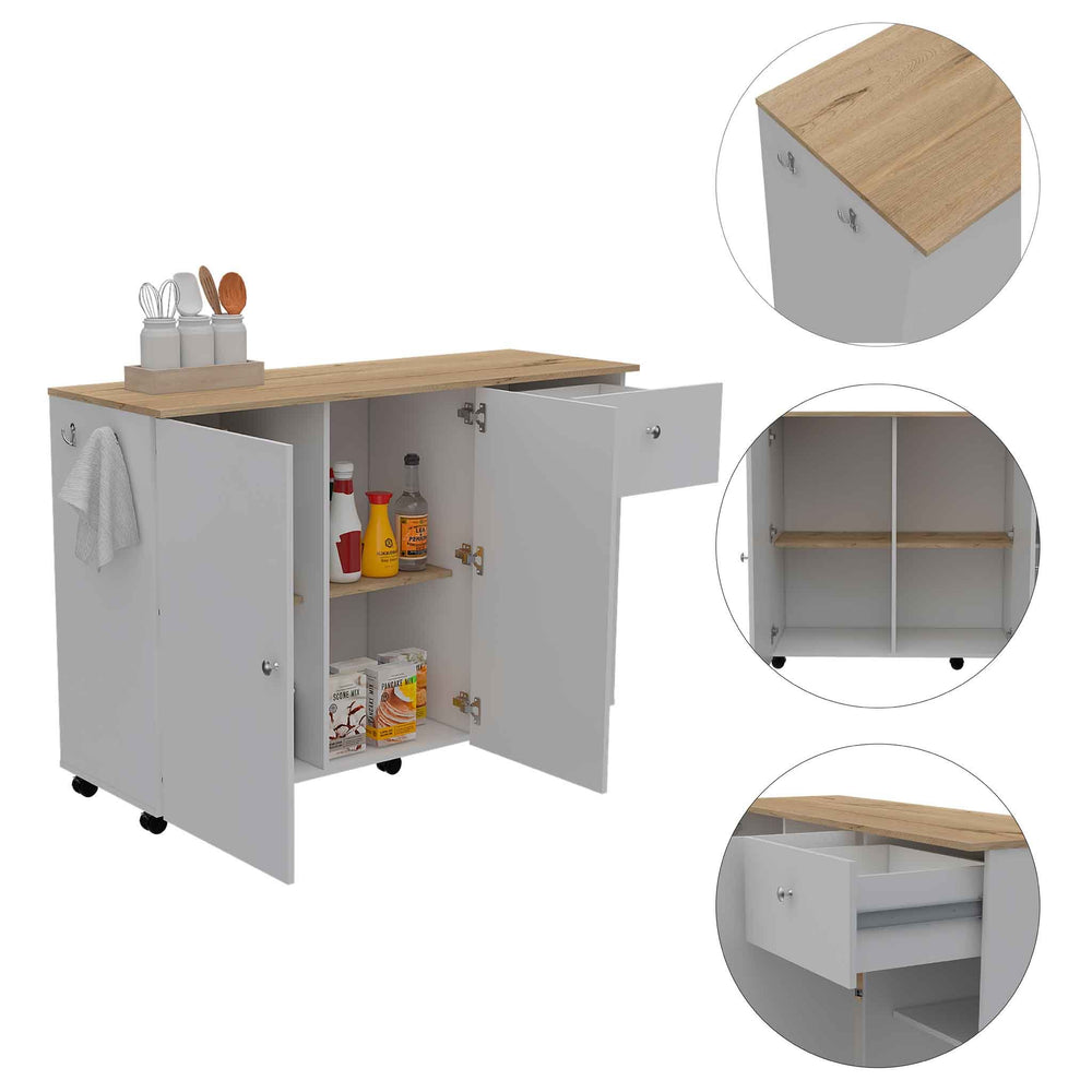 54-Inch Syros Kitchen Island with 1-Drawer and Double Door – Durable Construction