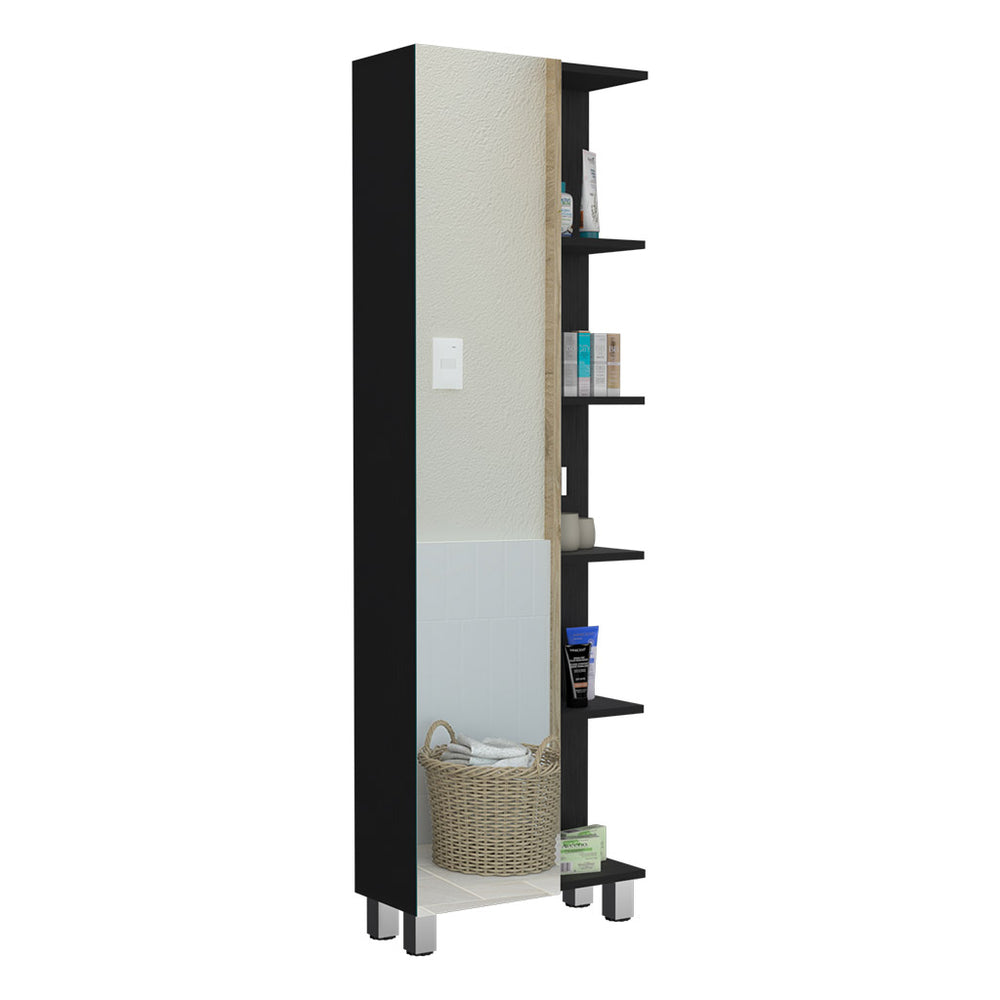 20-Inch Venus Mirror Linen Tower Cabinet with Mirror and Single Door – Open External Shelving
