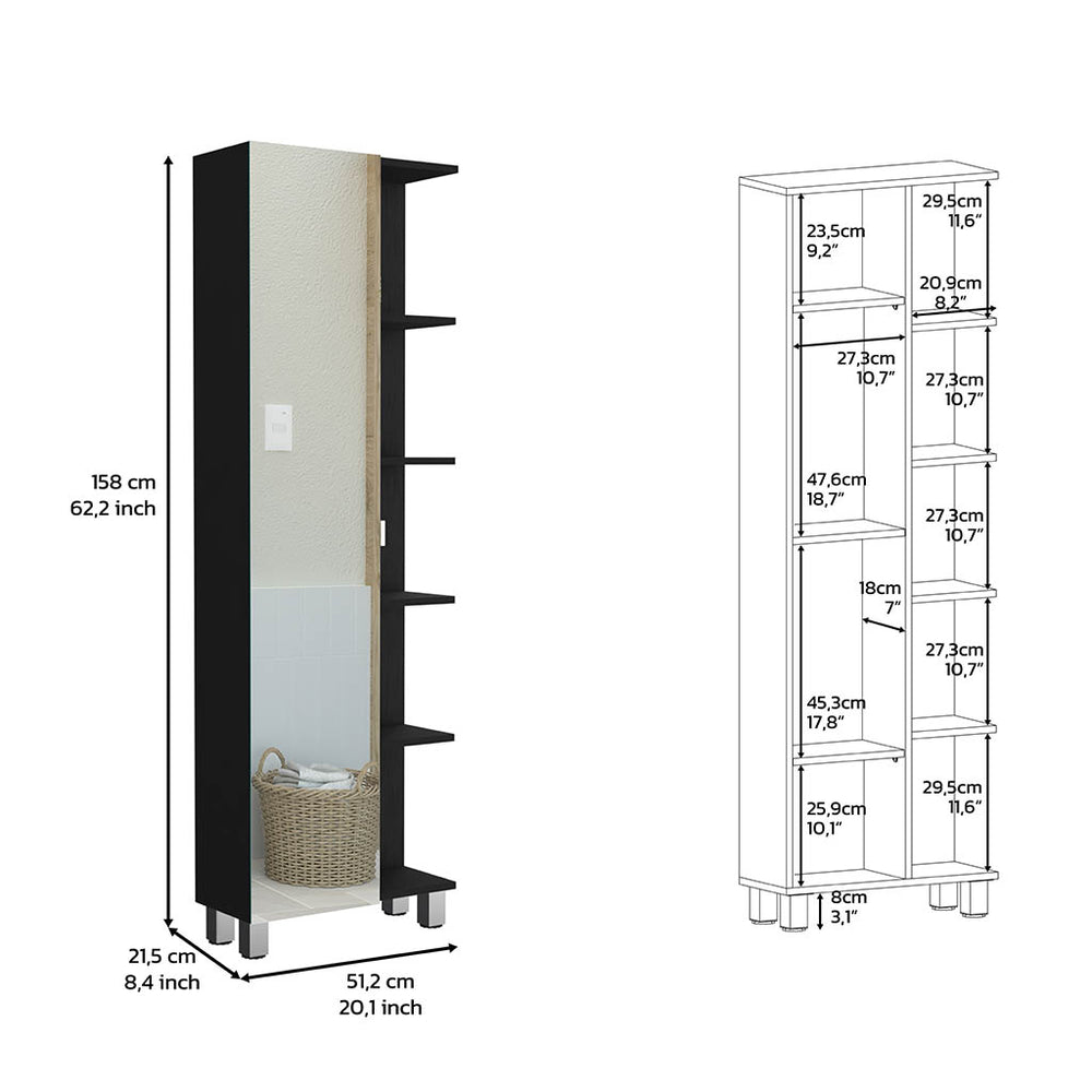 20-Inch Venus Mirror Linen Tower Cabinet with Mirror and Single Door – Versatile Room Placement
