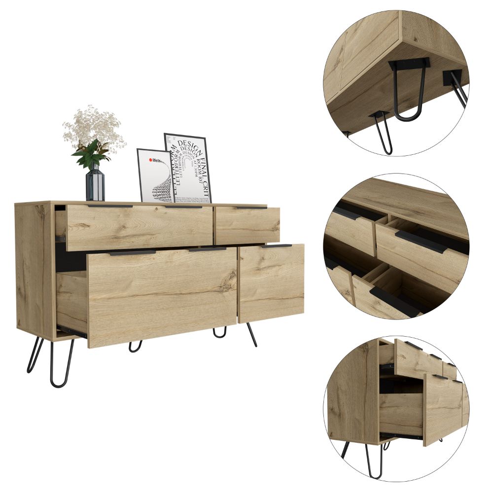 47-Inch Begonia Dresser with 4-Drawer – Slim Hairpin Legs