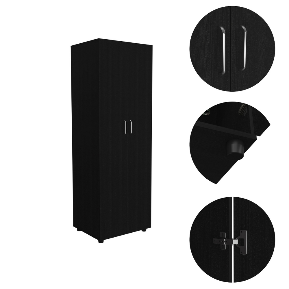 24-Inch London Armoire with Double Door and 2 Open Shelves – Open Shelving Storage