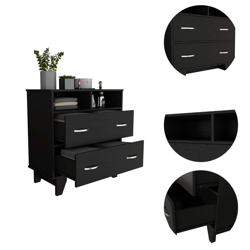 32-Inch Stamford Dresser with 2-Drawer and 2 Open Shelves – Sturdy Leg Base