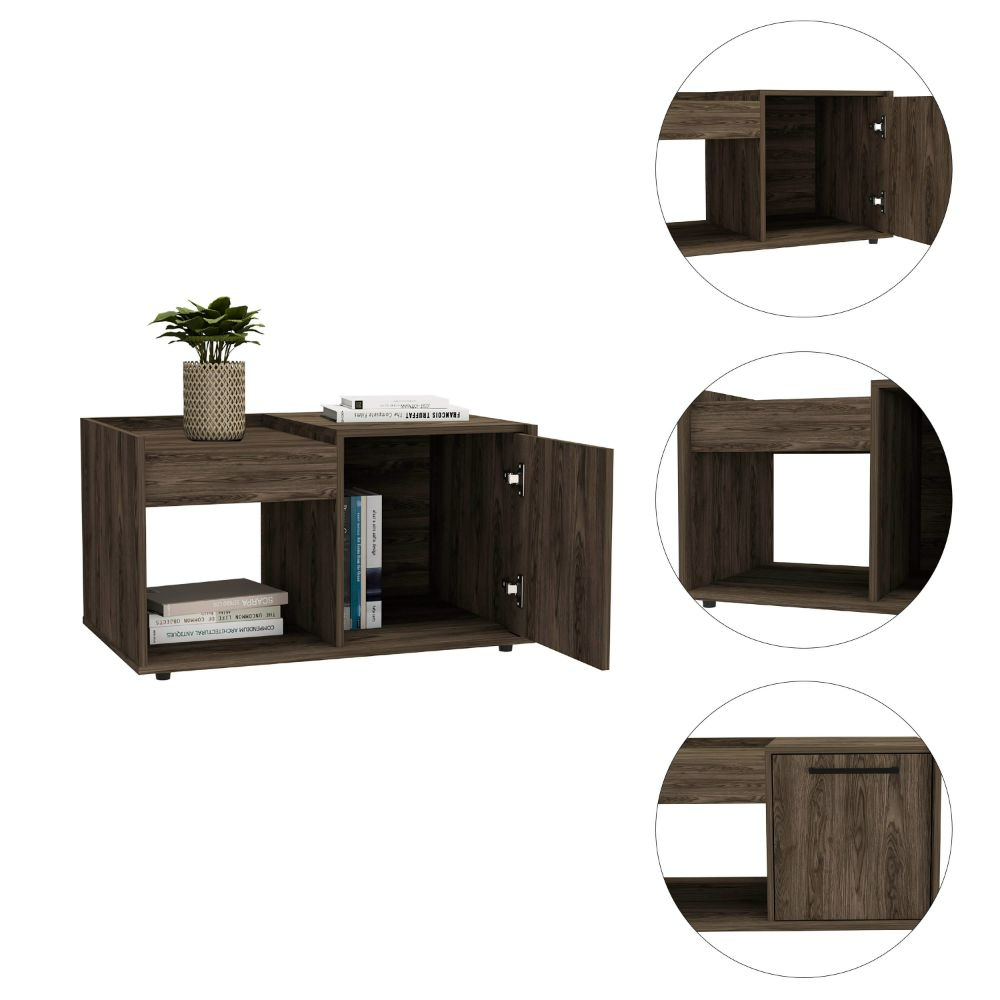 32-Inch Ambar Coffee Table with Single Door – Spacious Tabletop Surface