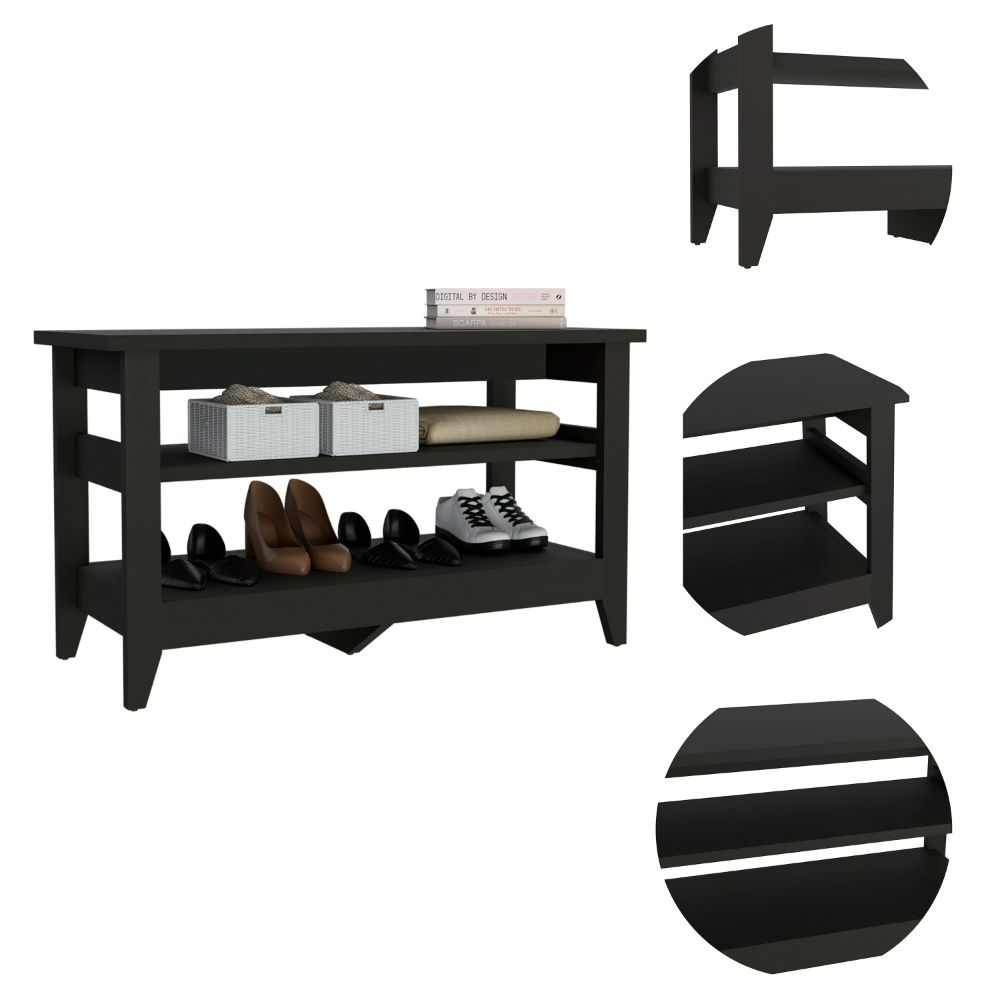 Mason Storage Bench, Two Open Shelves Depot