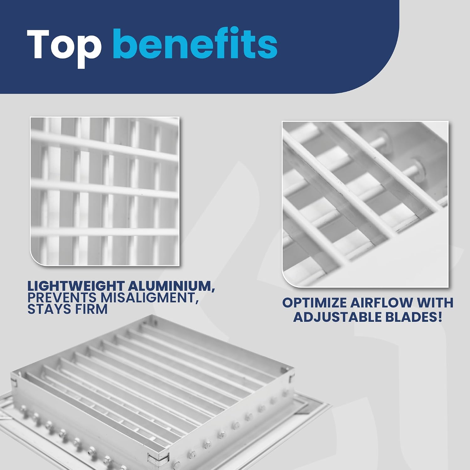 Laminaire Double Deflection Supply Grille – Adjustable Aluminum HVAC Vent Cover