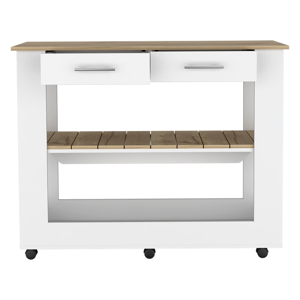 46-Inch Delos Kitchen Island with Casters and 2-Drawer – Sturdy Build