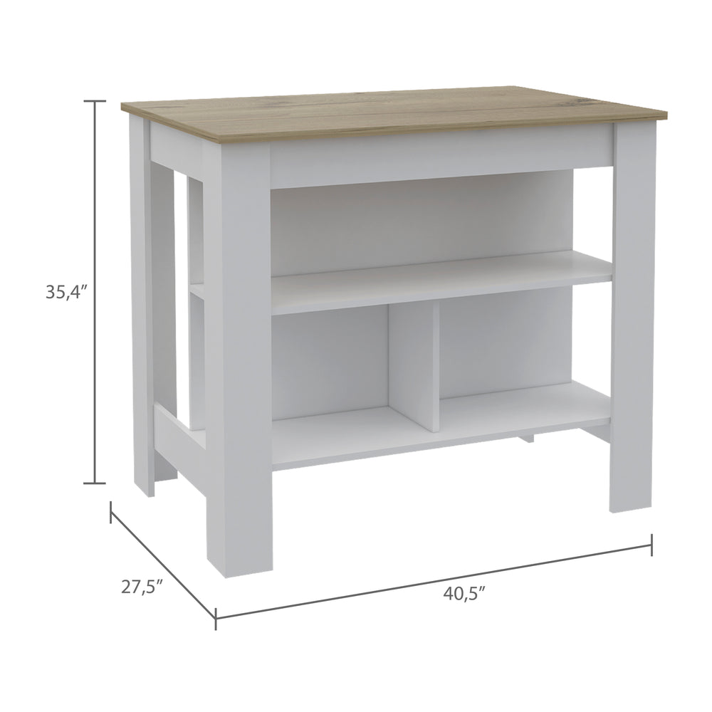 40-Inch Antibacterial Delos Kitchen Island – Open Shelving