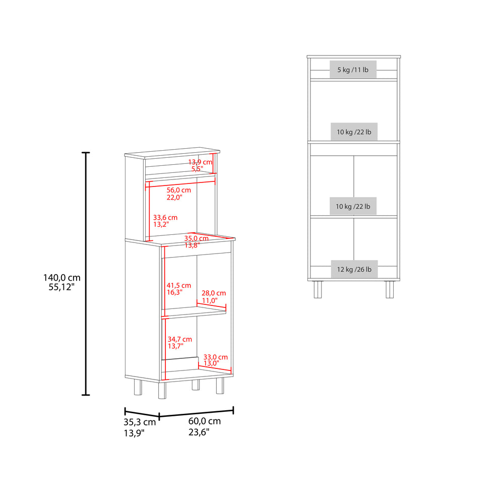 24-Inch Enderlin Storage Cabinet with Double Door and 3 Open Shelves – Bonus Open Shelf