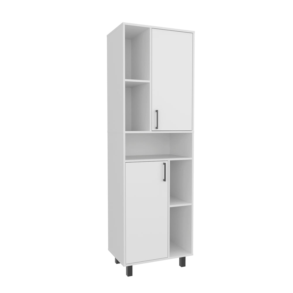 24-Inch Corfu Pantry Cabinet with Double Door and 9 Open Shelves – Slim Footprint