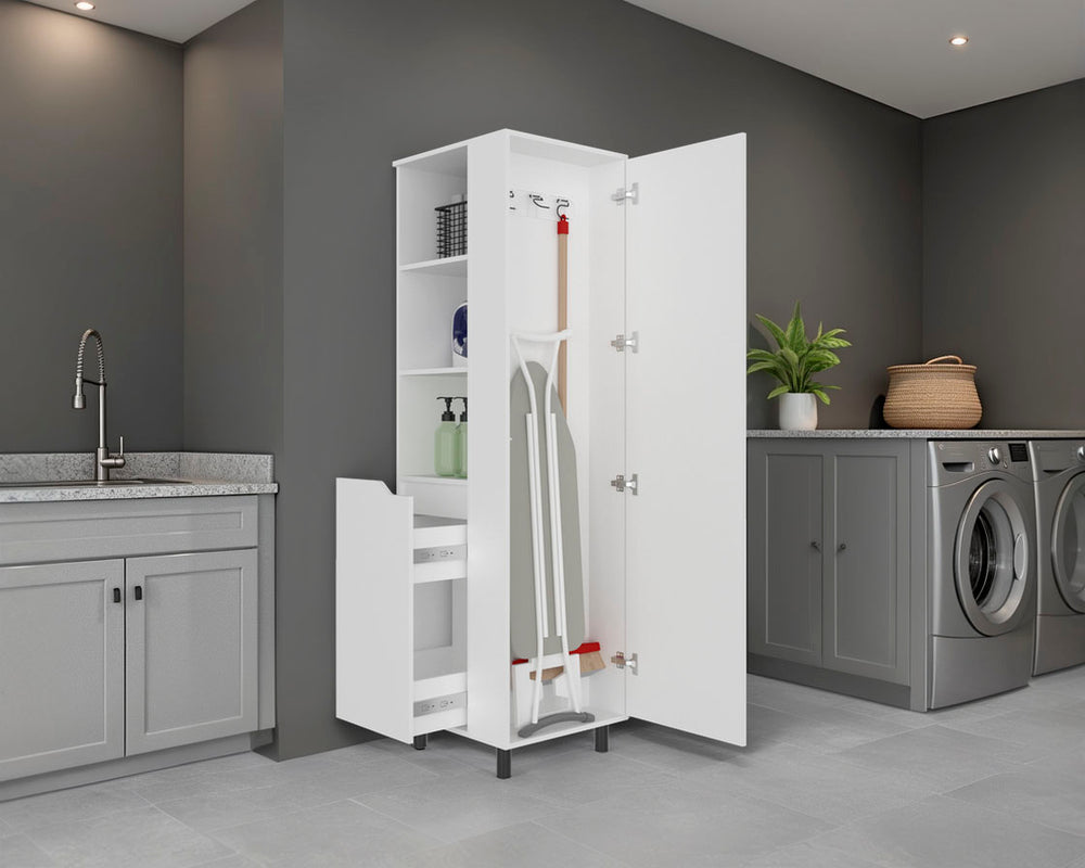 22-Inch Aleneva Broom Storage Cabinet – Built-In Cleaning Tool Hooks