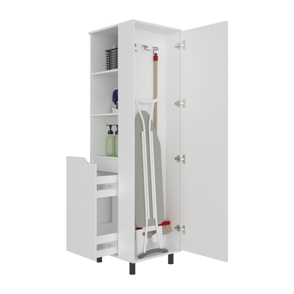 22-Inch Aleneva Broom Storage Cabinet – Open Shelving