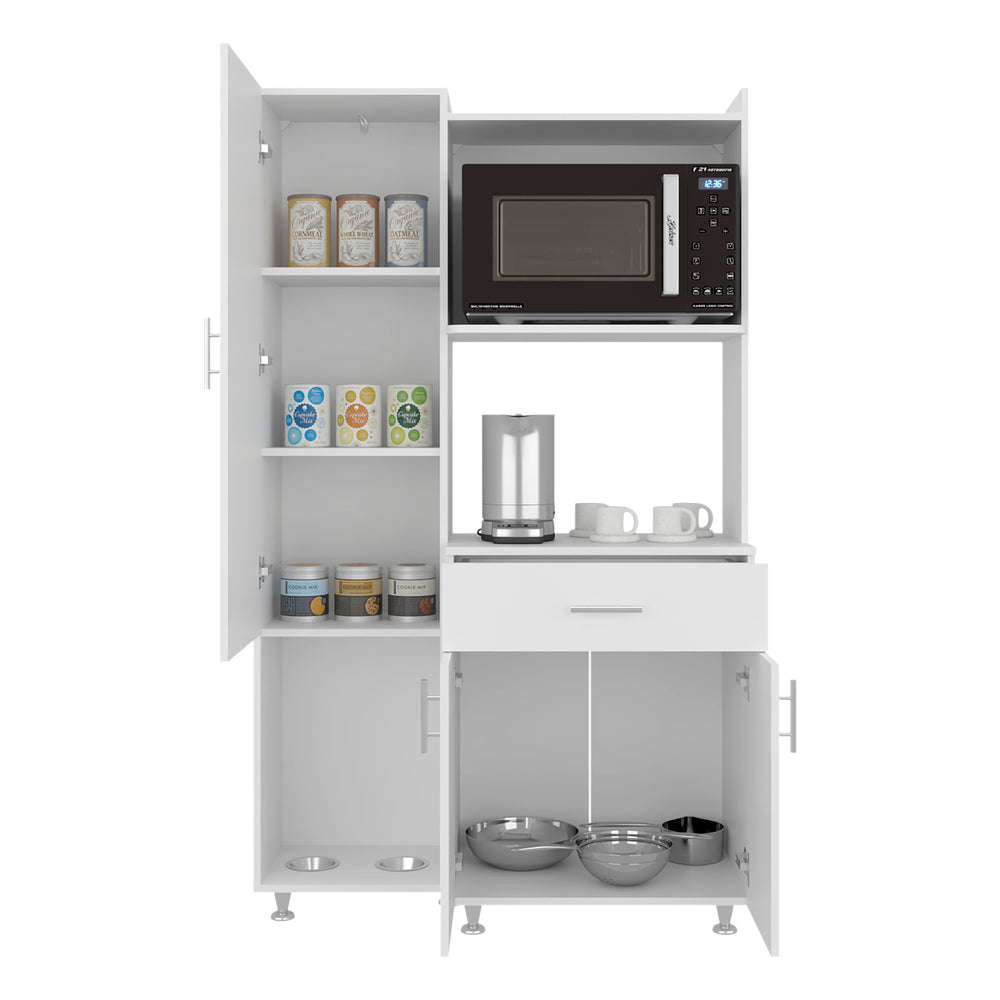39-Inch Talmo Storage Cabinet with 6 Open Shelves – Dedicated Microwave Niche