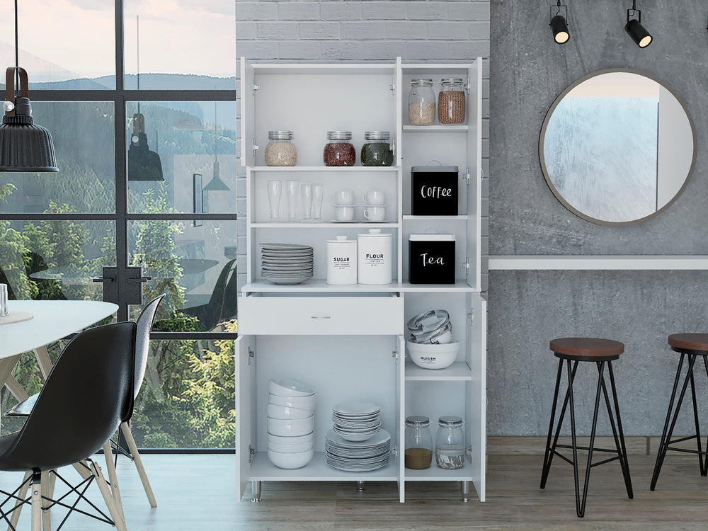 Helis Kitchen Pantry Cabinet with 1-Drawer and 2 Open Shelves – Upper Cabinet Storage