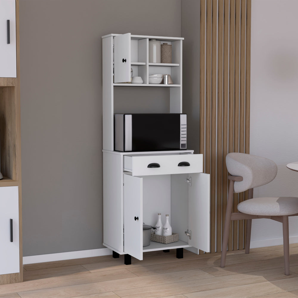 24-Inch Waco Kitchen Pantry Cabinet with 1-Drawer and 2 Open Shelves – Built-In Storage Drawer
