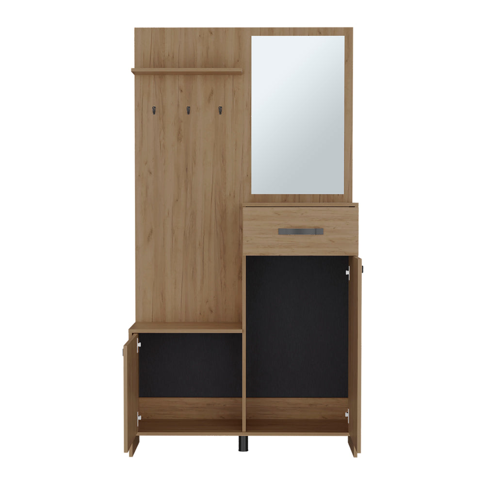 39-Inch Olpe Hall Tree Furniture with Mirror and 1-Drawer – Landing Shelf