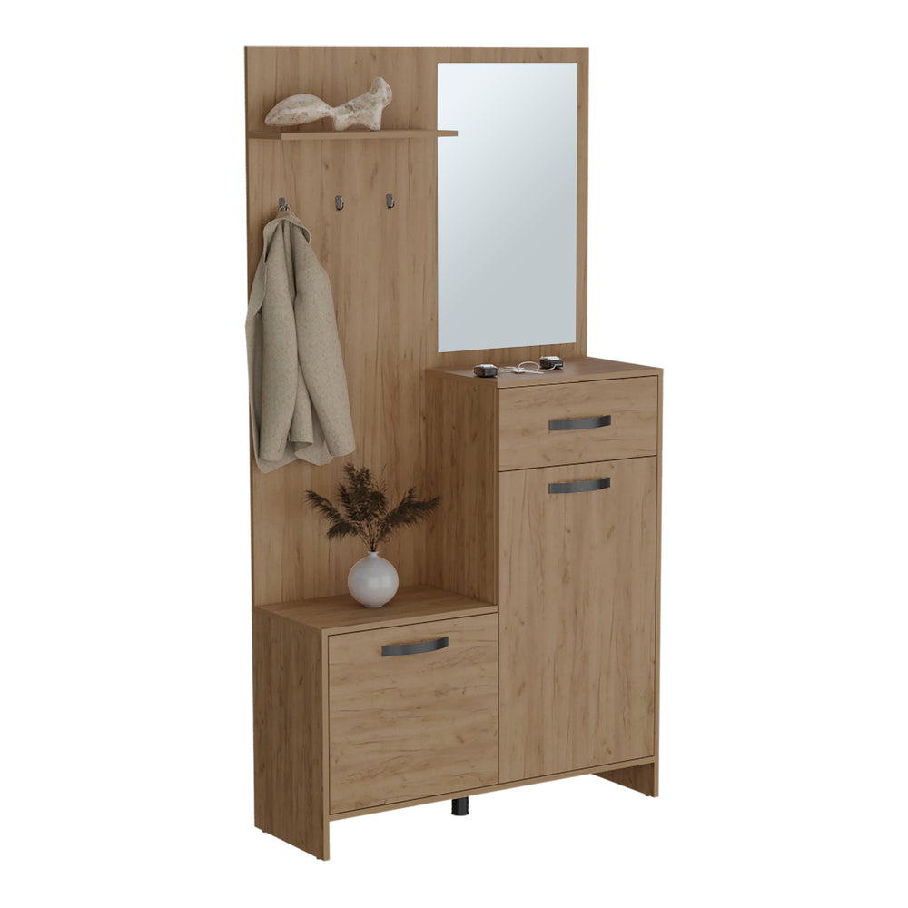 39-Inch Olpe Hall Tree Furniture with Mirror and 1-Drawer – Enclosed Cabinet Storage