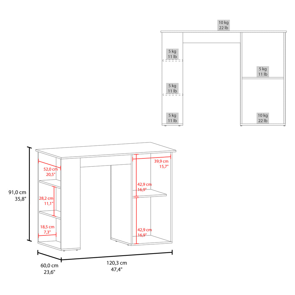 47-Inch Rossiter Kitchen Island with Single Door and 5 Open Shelves – Spacious Countertop