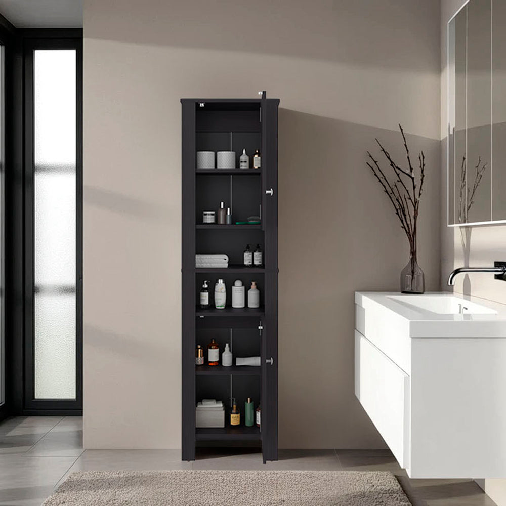 17-Inch Navassa Storage Cabinet with Double Door and 6 Open Shelves – Auxiliary Bathroom Storage