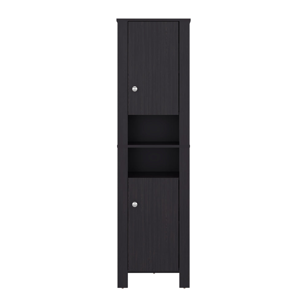 17-Inch Navassa Storage Cabinet with Double Door and 6 Open Shelves – Tall Storage Design