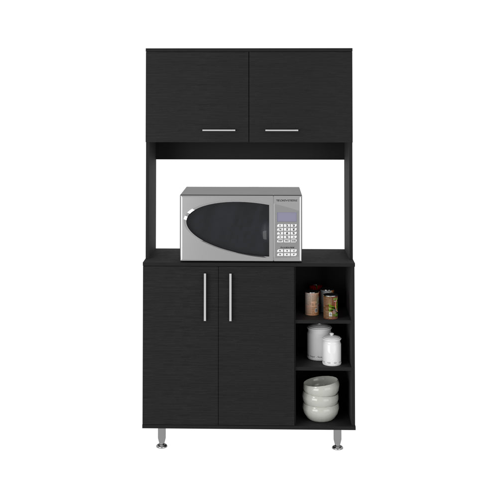Malta Kitchen Pantry Cabinet with Double Door and 3 Open Shelves – Adjustable Cabinet Shelving