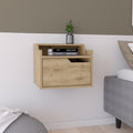 DEPOT E-SHOP Winchester Floating Nightstand, Modern Dual-Tier Design with Spacious Single Drawer Storage, Macadamia
