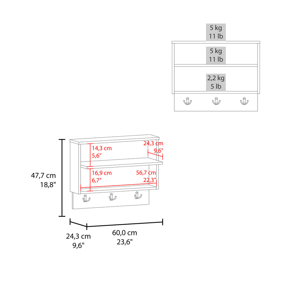 24-Inch Norco Floating Wall Shelves with 2 Open Shelves – Wall-Mounting Hardware Included