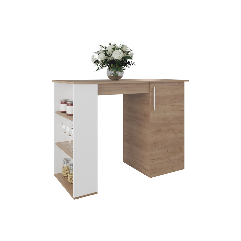 47-Inch Rossiter Kitchen Island with Single Door and 5 Open Shelves – Durable Construction