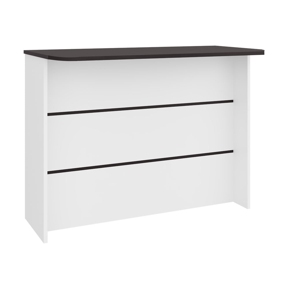 47-Inch Gravette Kitchen Island with 3 Open Shelves – White / Black Wengue Finish