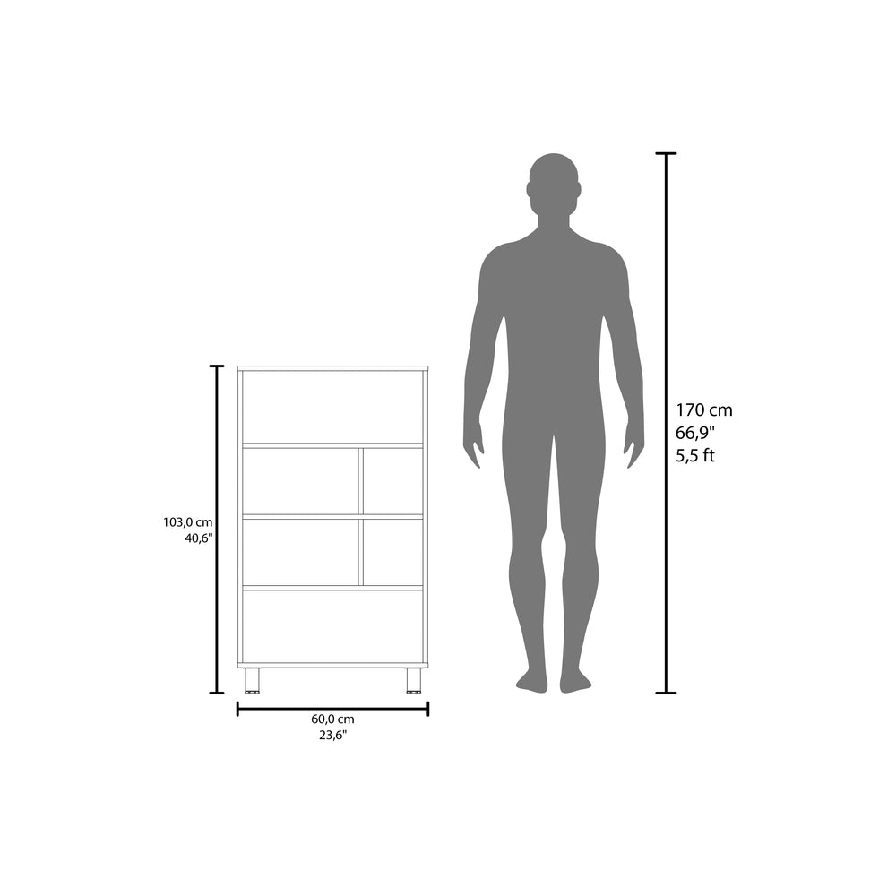 12-Inch Akiak Ladder Bookcase with 6 Open Shelves – Freestanding Shelving Design