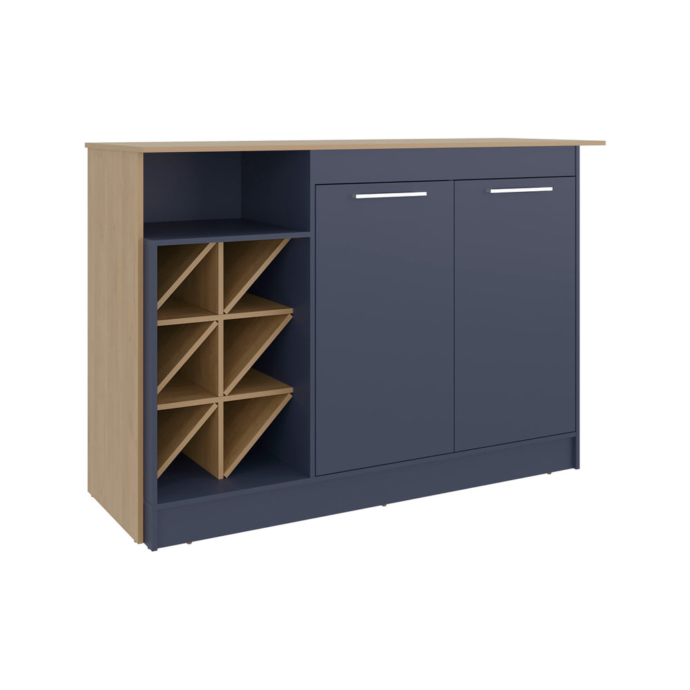 63-Inch Harrell Kitchen Island with Double Door and 7 Open Shelves – Two-Tone Design