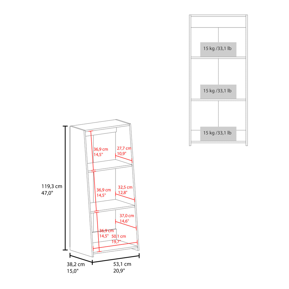 21-Inch Gakona Ladder Bookcase with 3 Open Shelves – Open-Back Accessibility