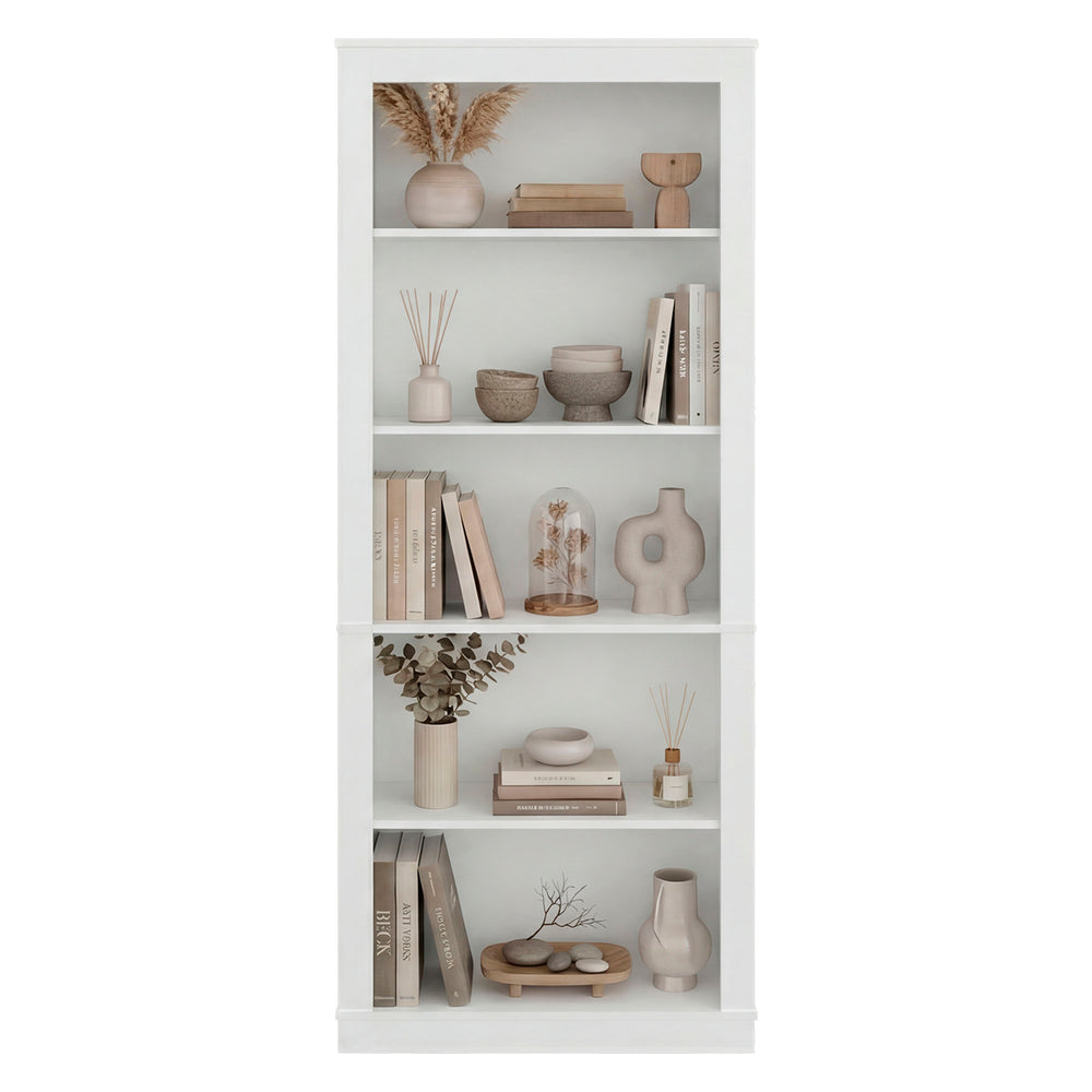 Zebulon Tall Bookshelf with a Framed Silhouette and Open Shelving for Books and Display – Space-Saving Vertical Profile