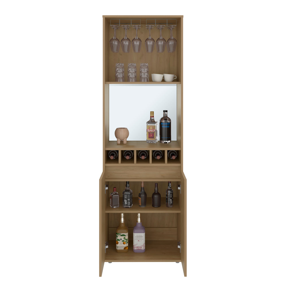 23-Inch Dallas Storage Cabinet with Wine Rack and Double Door – Mirrored Backsplash