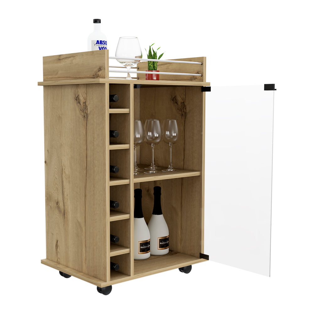 22-Inch Huali Bar Cart with Wine Rack and Casters – Built-In Wine Rack