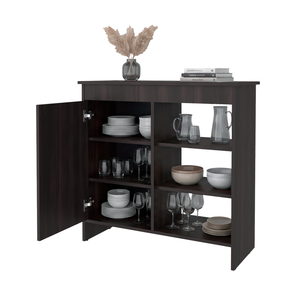 32-Inch Peletier Modern Sideboard Cabinet with Open & Enclosed Storage Shelves – Open Display Shelving
