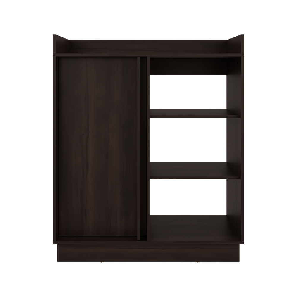 47-Inch Seldovia Modern Sideboard Cabinet with Sliding Door & 3 Open Shelves | Buffet Cabinet with Hidden Storage – Open Display Shelving