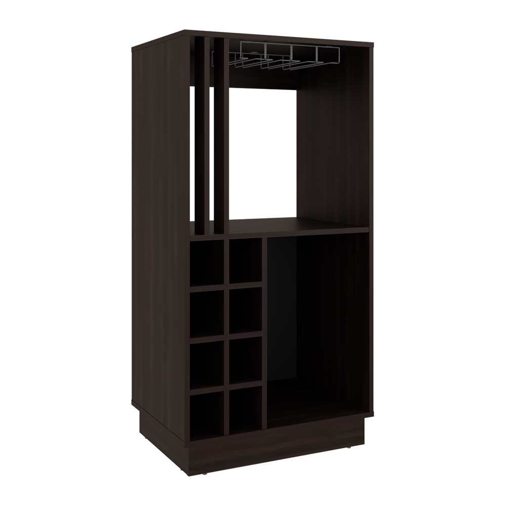 47-Inch Takotna 47.2" Home Bar Cabinet with Wine Rack, Stemware Glass Holder & Liquor Storage | 8-Bottle Wine Rack + Open Shelf | Freestanding Bar Unit – Fully Open Storage Design