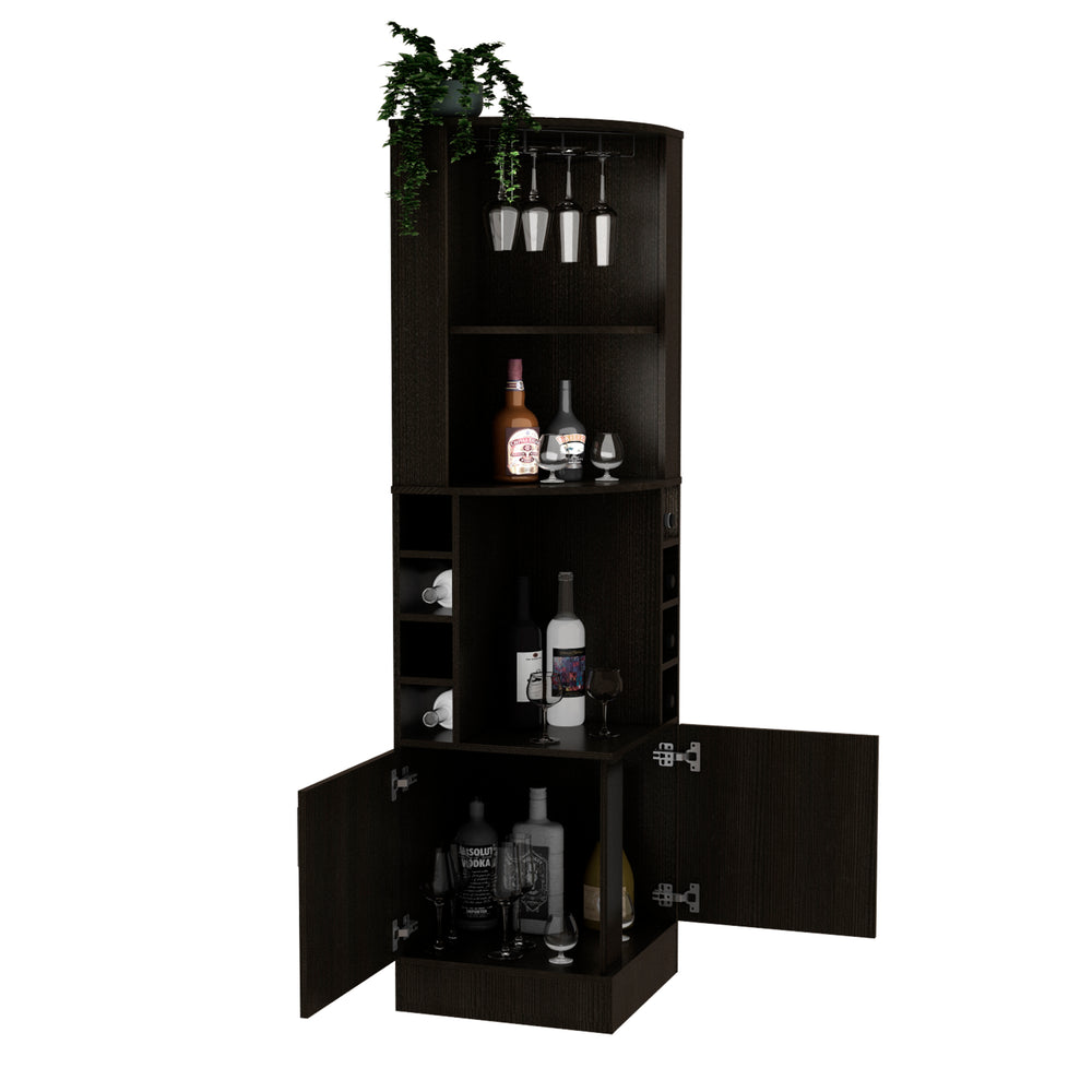 Egina Corner Bar Cabinet – Sturdy Black Wengue Build