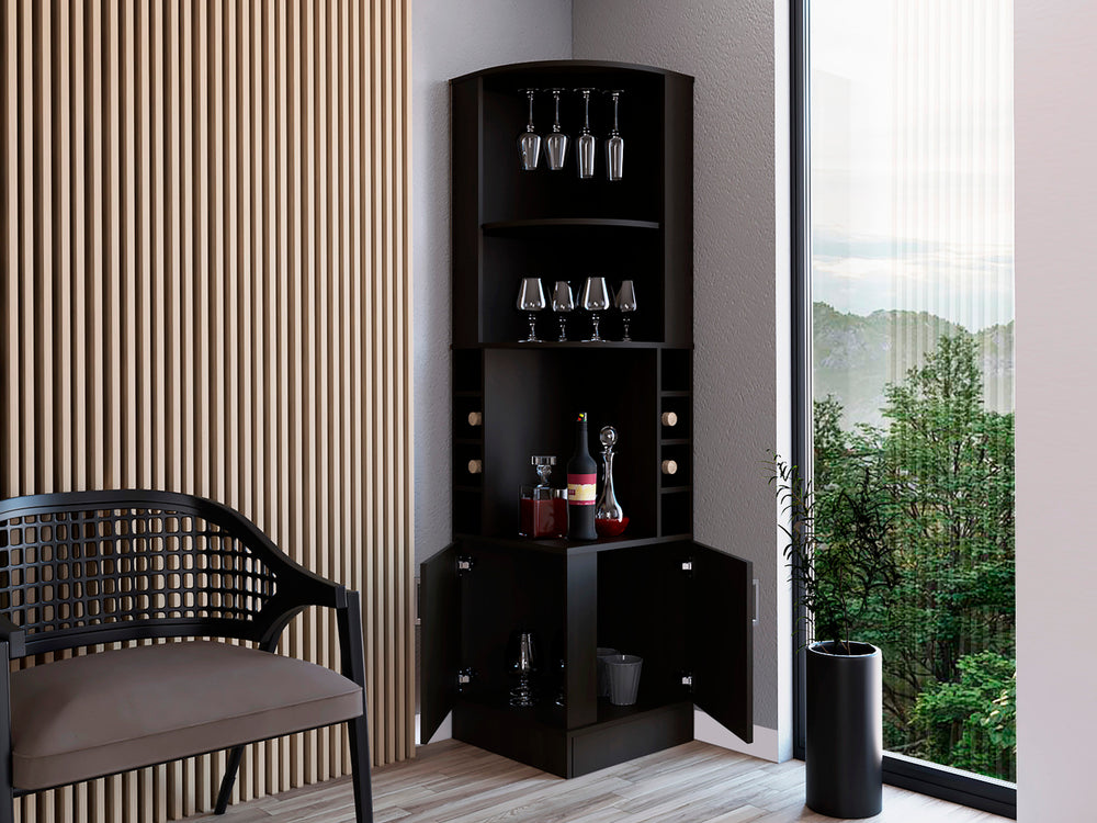 Egina Corner Bar Cabinet – Open Wine Bottle Slots