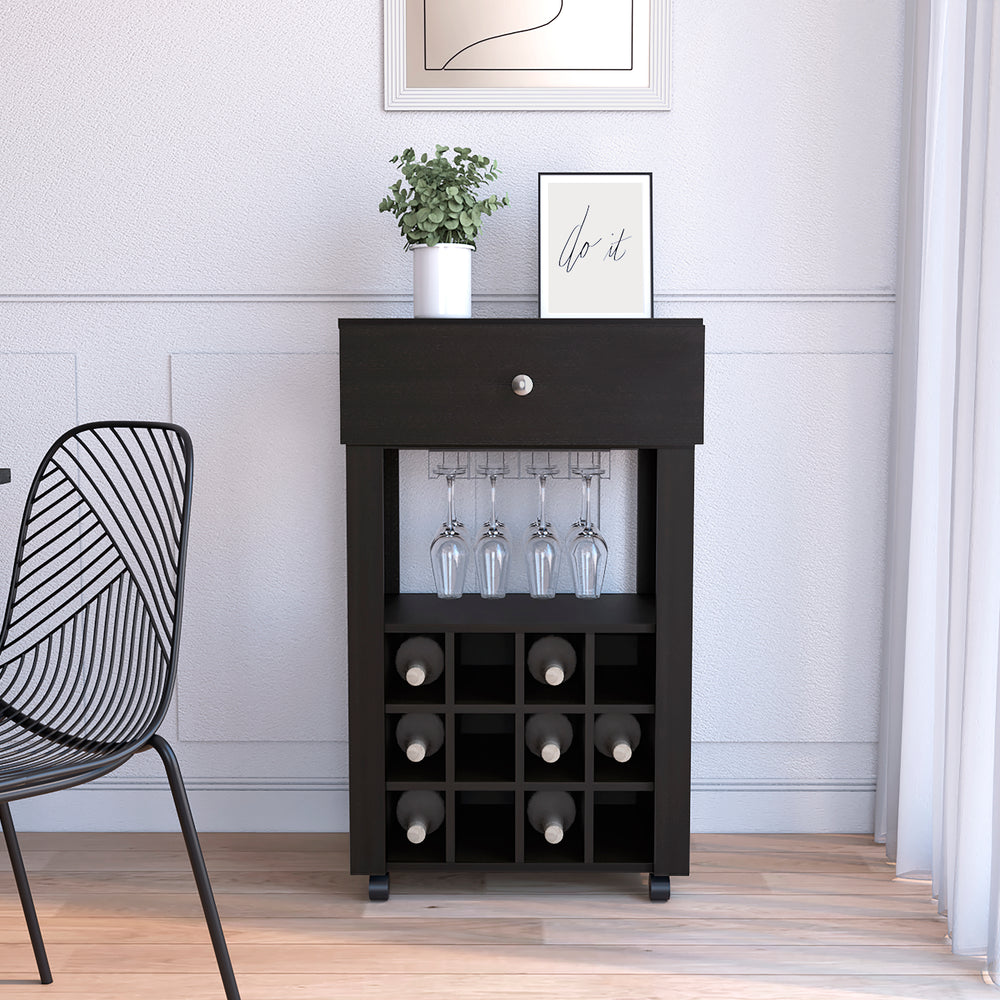 23-Inch Margh Bar Cart with Wine Rack – Drawer Storage
