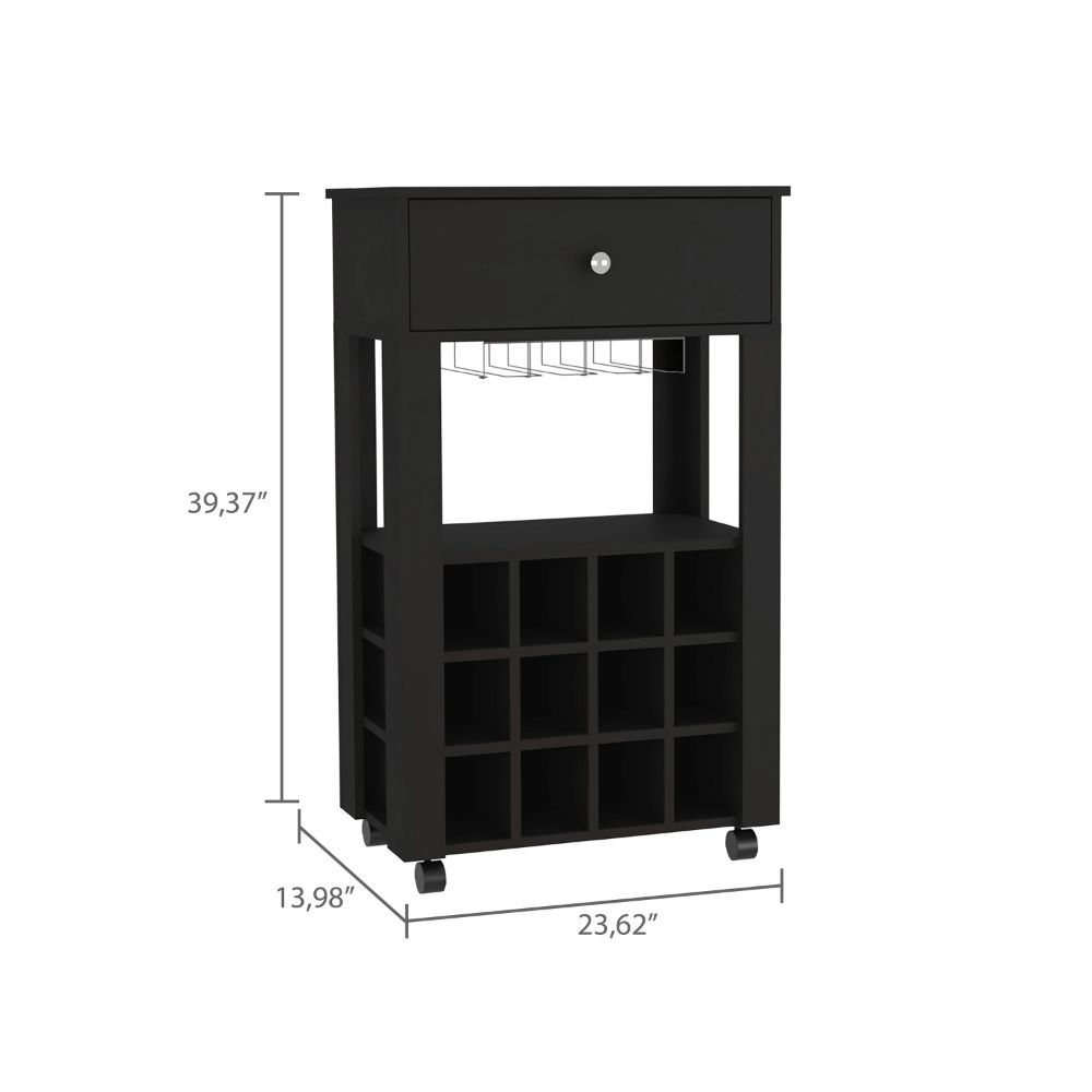 23-Inch Margh Bar Cart with Wine Rack – Durable Construction