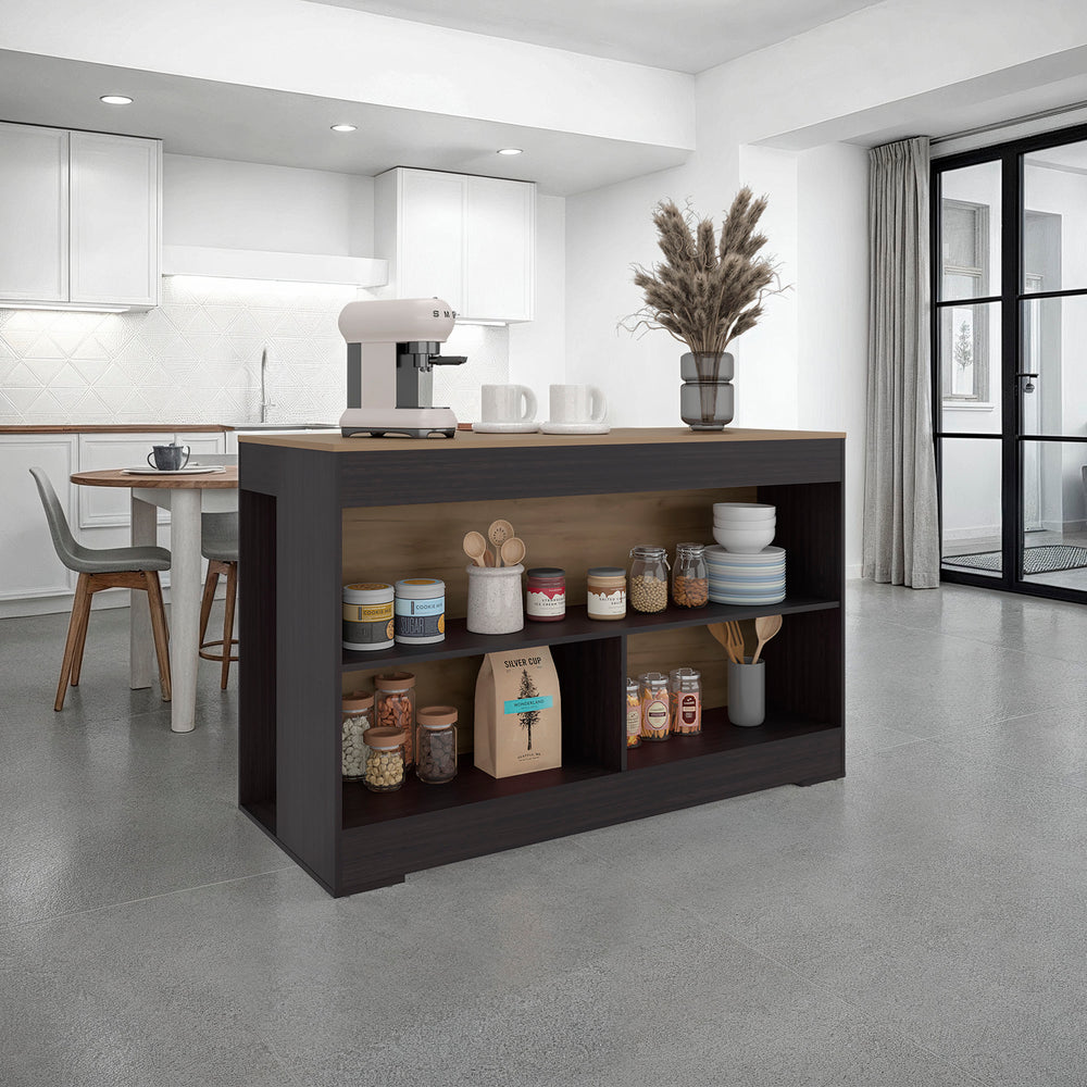 54-Inch Makoti Kitchen Island – Open Shelving Storage