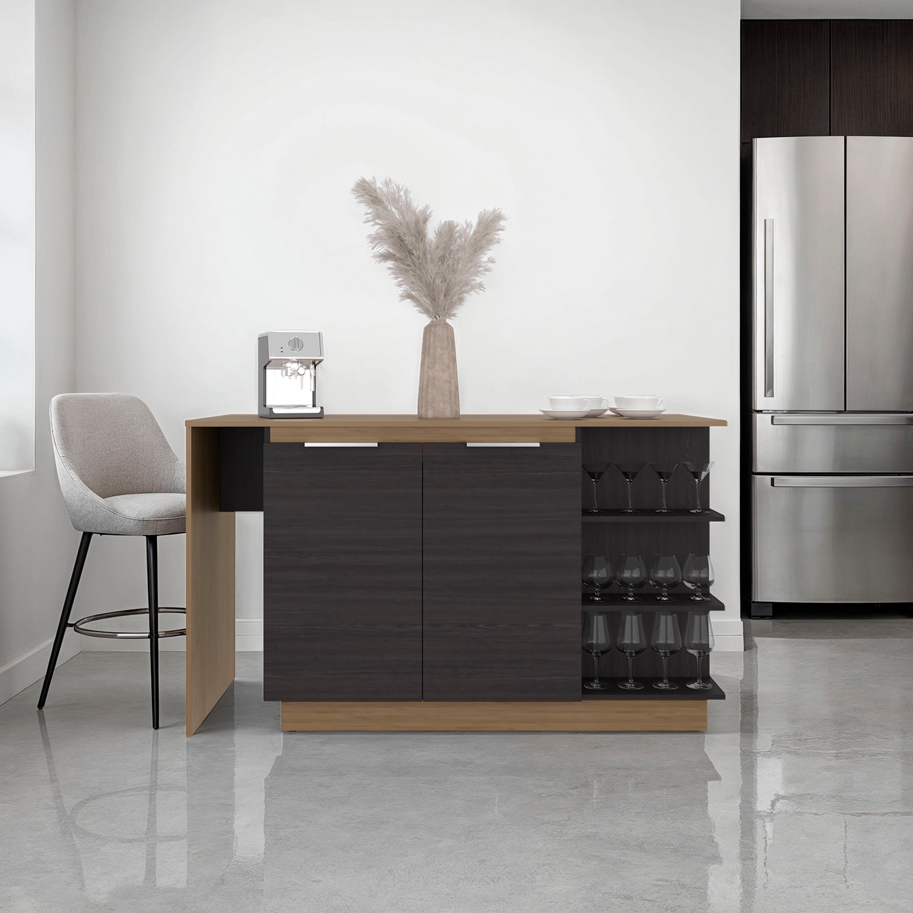 Dwight Kitchen Bar Counter with Shelves and Cabinets – Depot Eshop