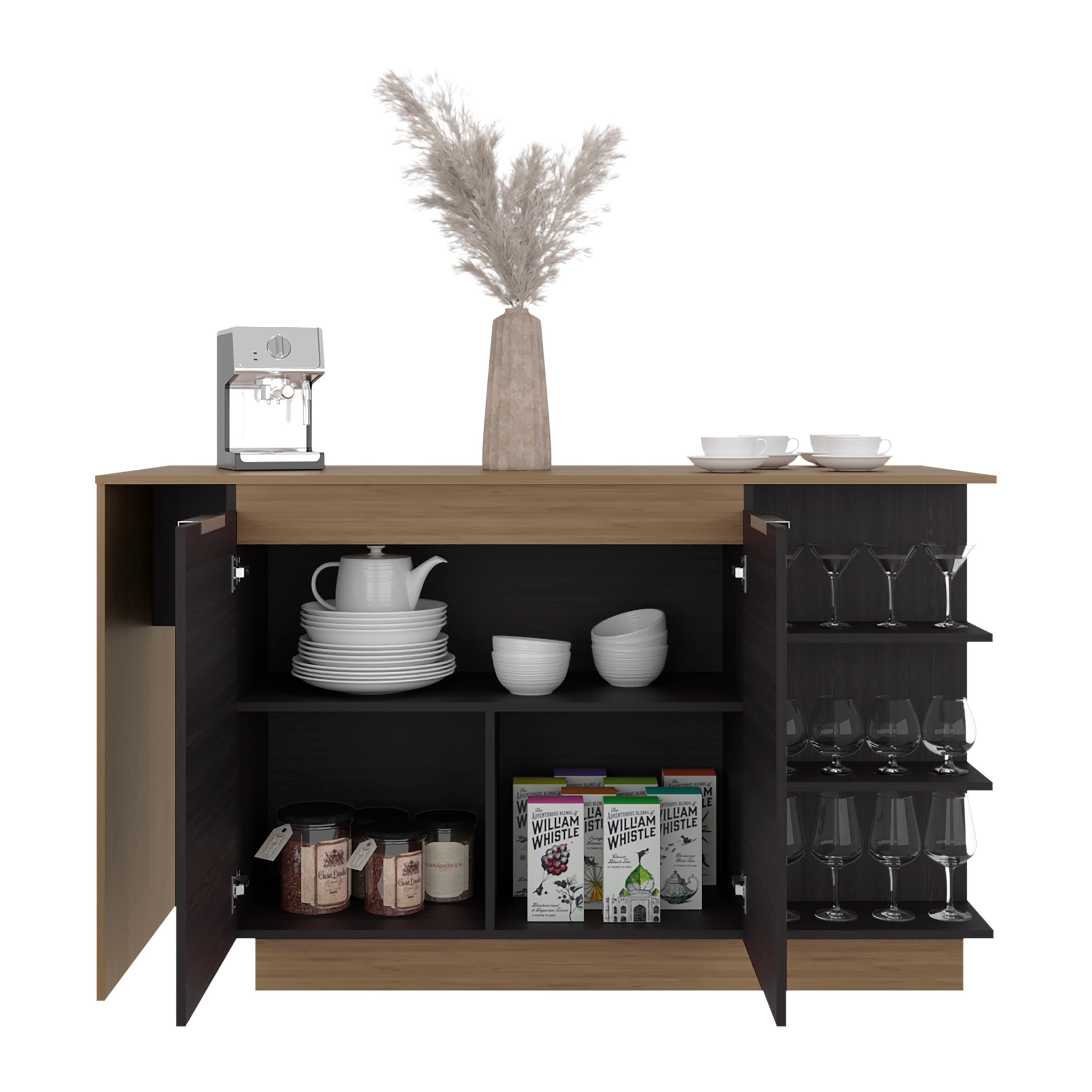 Dwight Kitchen Bar Counter with Shelves and Cabinets – Depot Eshop
