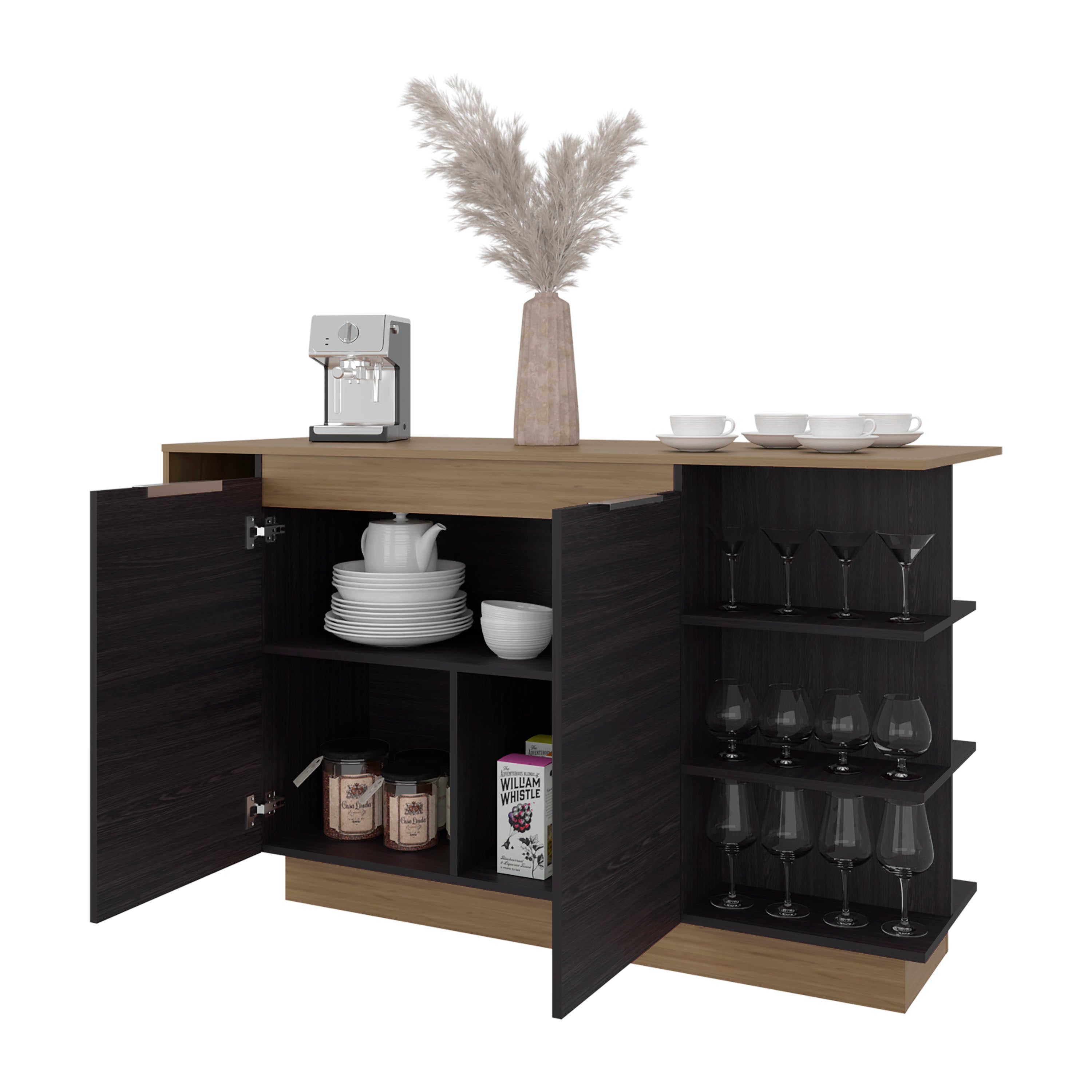 Dwight Kitchen Bar Counter with Shelves and Cabinets – Depot Eshop