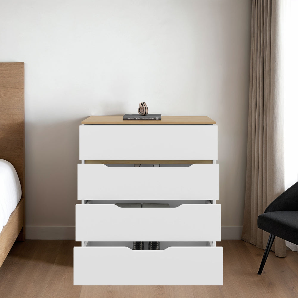 Aralia Drawer Dresser, Four Drawers, Superior Top Black / Light Oak