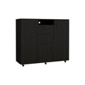 Minto 3 Piece Bedroom Set, Milano Double Door Cabinet Dresser + 2 Salento Nightstands, Black